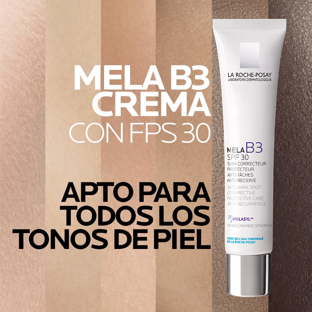 La Roche Posay Mela B3, Trattamento Correttivo Anti-Macchie SPF 30, Per Tutti i Tipi di Pelle, Azione Protettiva Anti-UVA e UVB, Azione Anti-Ricomparsa, Arricchito con Melasyl e Niacinamide, 40 ml