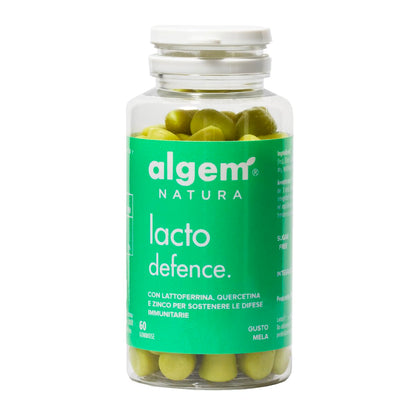 Lattoferrina 200 mg/Dose con Quercetina, FOS e Zinco Gommose Algem Natura® LACTO DEFENCE Integratore Difese Immunitarie Bambini, Sistema Immunitario Adulti, Antiossidante Naturale, Immuno
