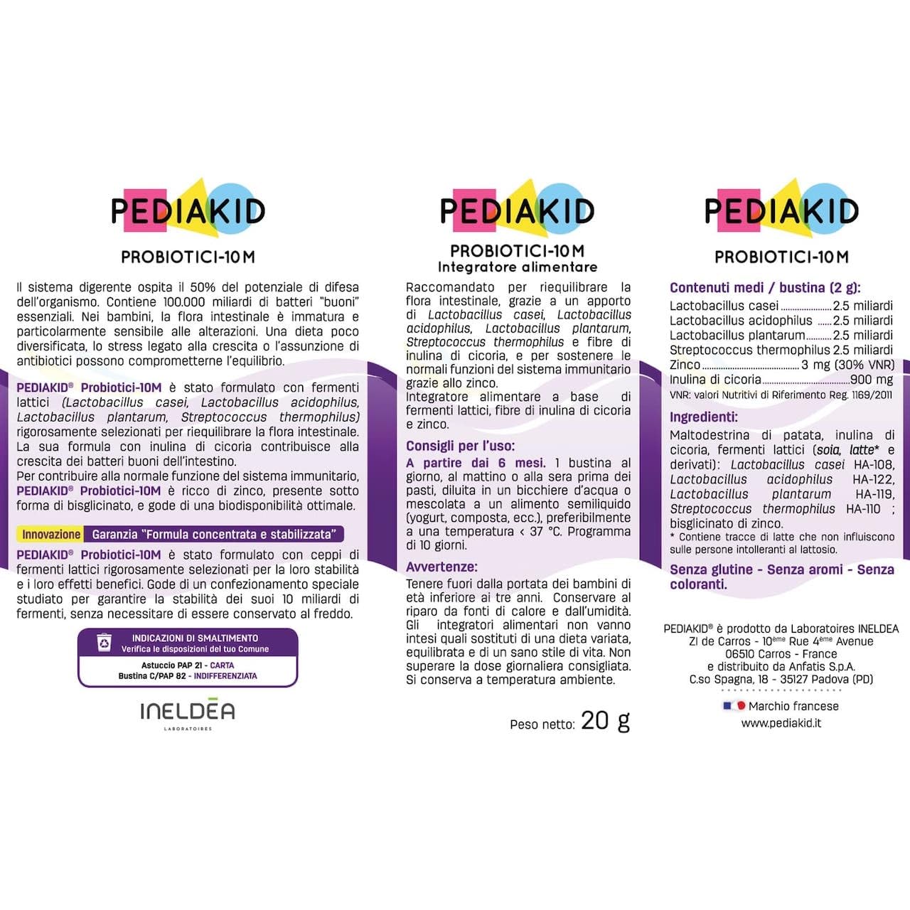 PEDIAKID - Probiotici-10M - Riequilibra la flora intestinale