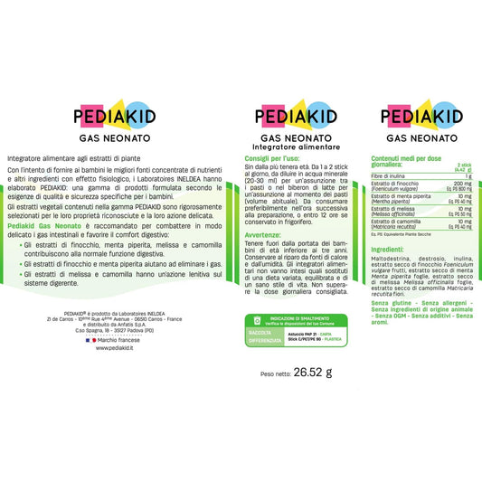 PEDIAKID - Gas Neonato - Estratti di piante e fibre
