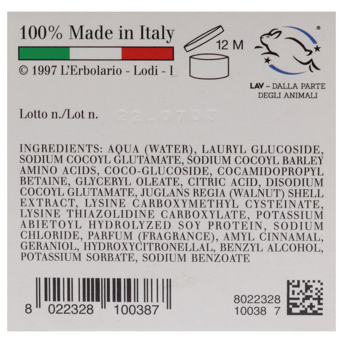 L'Erbolario Shampoo alla Noce Seboequilibrante ed Astringente per Capelli Grassi - 200 ml