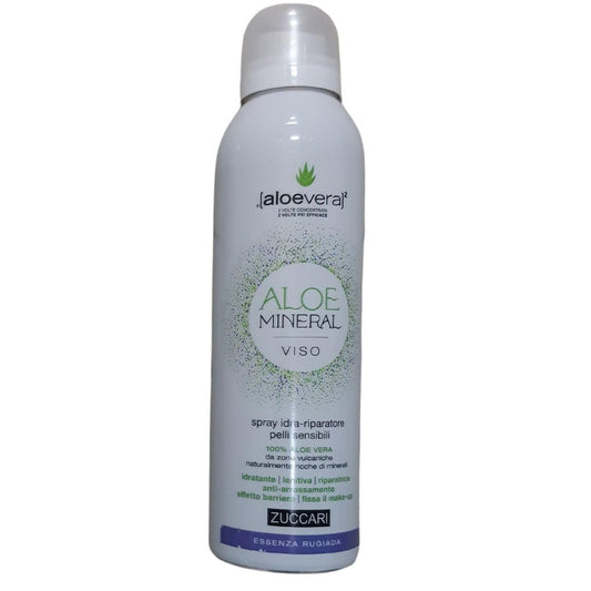 Zuccari AloeMineral Viso Essenza Rugiada, Spray da 150ml, Con Aloe Vera da Zone Vulcaniche, Acido Jaluronico da Aloe, Estratto di Faggio e Hamamelis, Idratazione e Protezione per Pelli Sensibili