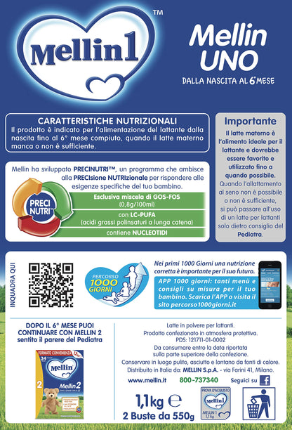 Mellin 1 Latte in Polvere per Lattanti - 3 Confezioni x 1100 gr