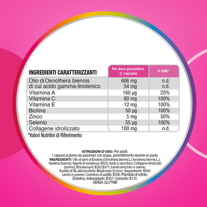 Multicentrum Bellezza & Collagene, Integratore Alimentare con Collagene, Biotina, Vitamina C, Olio di Enotera, formula completa per pelle, capelli, unghie, Adulti, 30 capsule