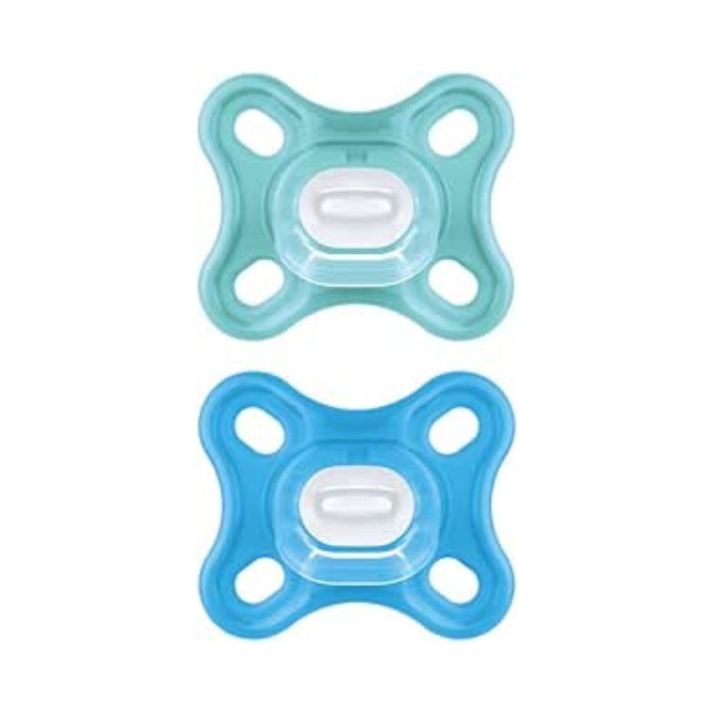 MAM Comfort Succhietto Ciuccio MAM 0-3 mesi in 100% silicone con design unico, Kit da 2 accessori neonato morbidi e leggeri con porta ciuccio
