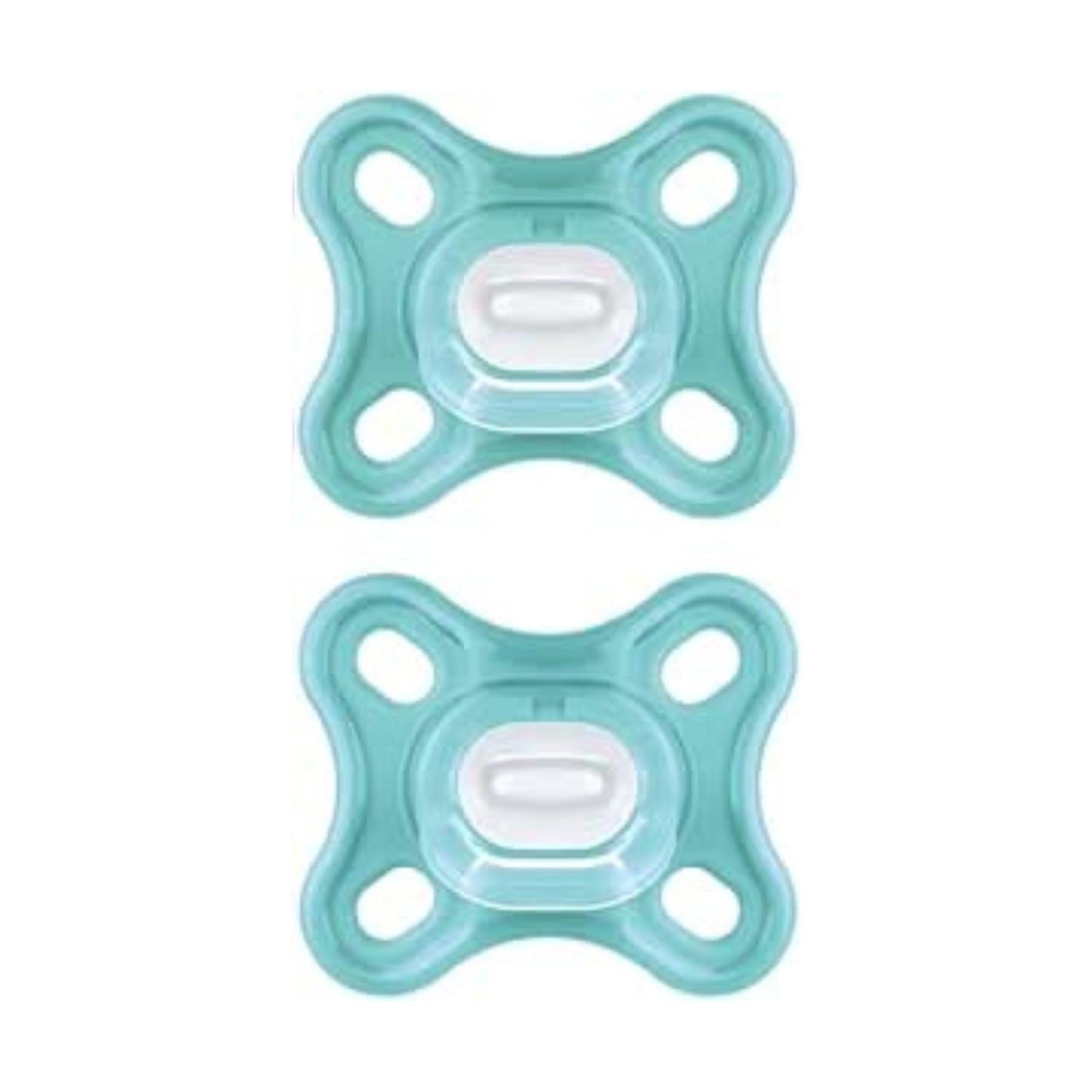 MAM Comfort Succhietto Ciuccio MAM 0-3 mesi in 100% silicone con design unico, Kit da 2 accessori neonato morbidi e leggeri con porta ciuccio