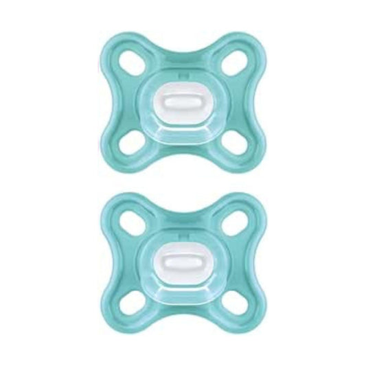 MAM Comfort Succhietto Ciuccio MAM 0-3 mesi in 100% silicone con design unico, Kit da 2 accessori neonato morbidi e leggeri con porta ciuccio