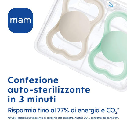 MAM Perfect Ciuccio misura 6+ mesi, Tettarella in Silicone SkinSoft, Bio-circolare, con Custodia Porta Succhietto, Fucsia