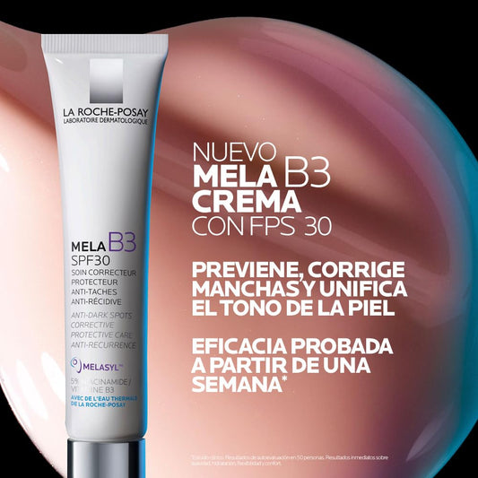 La Roche Posay Mela B3, Trattamento Correttivo Anti-Macchie SPF 30, Per Tutti i Tipi di Pelle, Azione Protettiva Anti-UVA e UVB, Azione Anti-Ricomparsa, Arricchito con Melasyl e Niacinamide, 40 ml