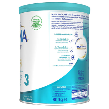 NESTLÉ NIDINA Optipro 3 Latte di Crescita Polvere per Bambini da 1 anno, Latta 800g