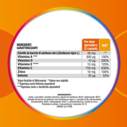 Multicentrum Immunità&Difesa Integratore Alimentare con Vitamina C, Sambuco Nero e Zinco per un Supporto alle Naturali Difese Immunitarie dell'Organismo, per Adulti, 30 Capsule