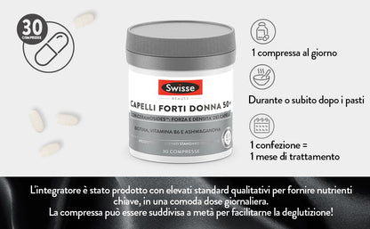 Swisse Capelli Forti Integratore Alimentare che Combina Vitamine, Minerali e Ingredienti di Origine Naturale