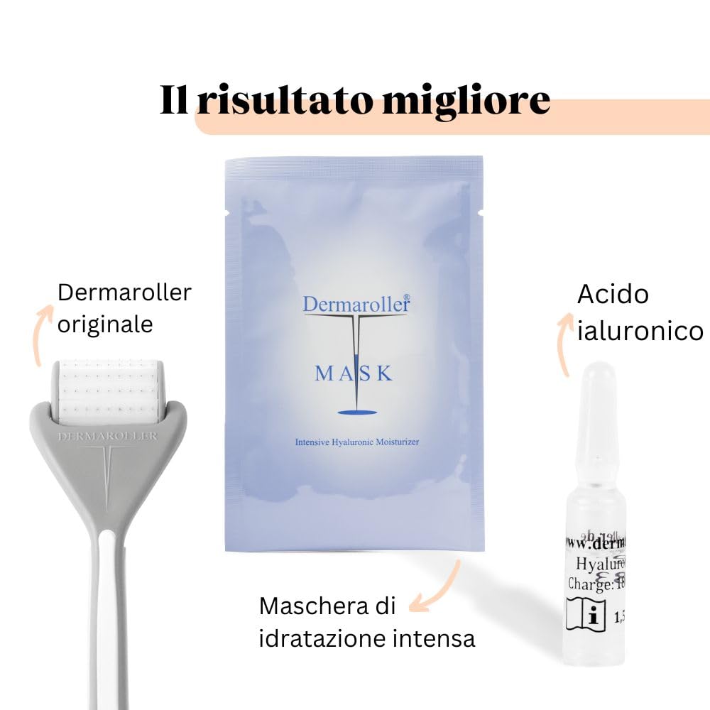 Dermaroller - Maschera viso all'acido ialuronico contro la pelle secca - Skincare (Premium) Idrata, riduce le rughe, favorisce la formazione di collagene - 1 x 10 pezzi) (confezione da 10)