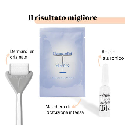 Dermaroller - Maschera viso all'acido ialuronico contro la pelle secca - Skincare (Premium) Idrata, riduce le rughe, favorisce la formazione di collagene - 1 x 10 pezzi) (confezione da 10)