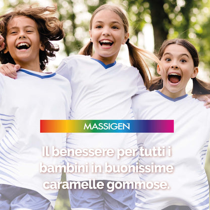 Massigen - D Gummy, 60 Caramelle da 3,3 g, Integratore Alimentare con Vitamina D, Vitamine Gommose per Bambini 4-14 Anni, Gusto Limone, Per Sistema Immunitario e Ossa Sane